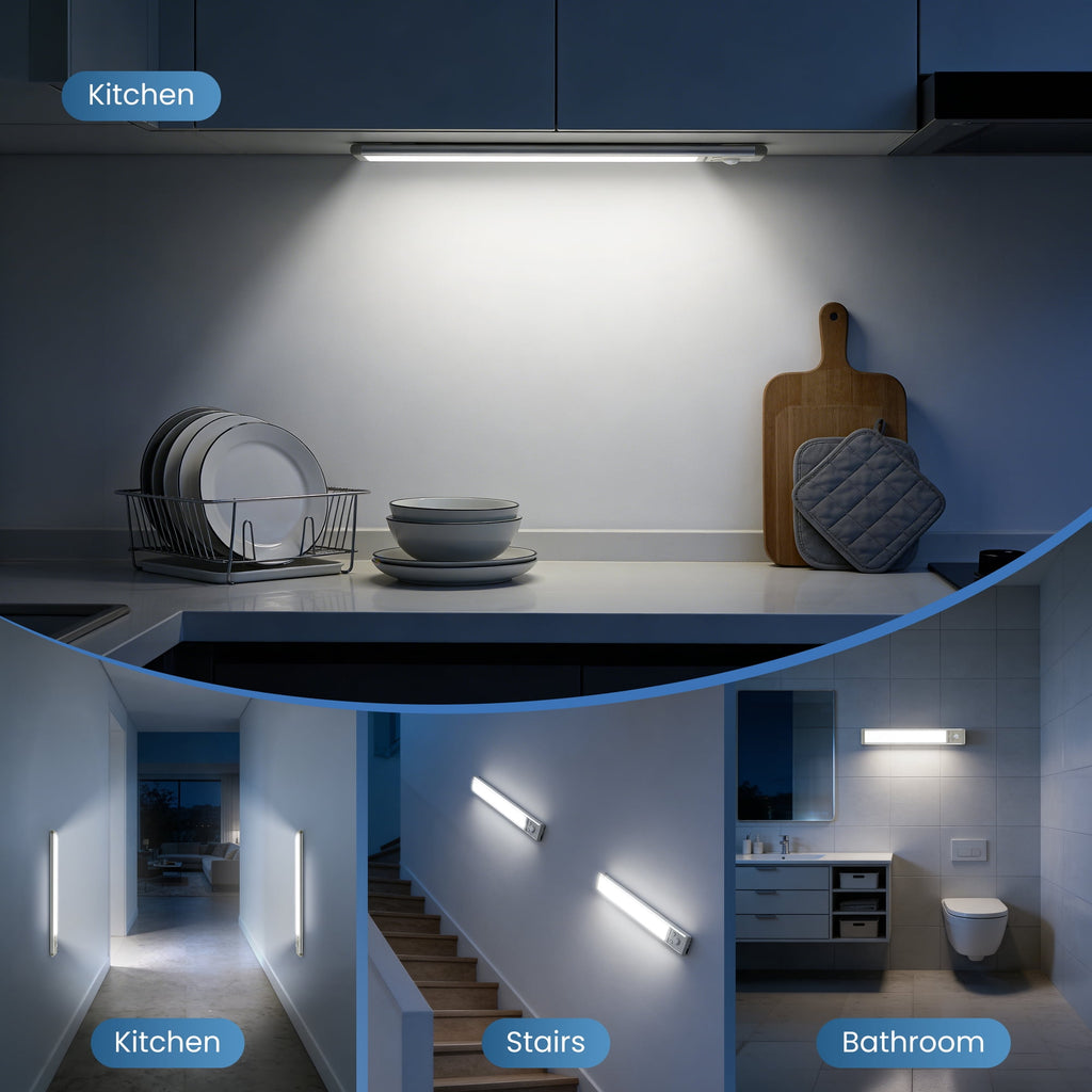 YTAKY Under Cabinet Lighting , 12-Inch 88-LED, Motion Sensor Closet Light, USB Rechargeable Magnetic Strip, Wireless for Wardrobe Kitchen, 2 Pack