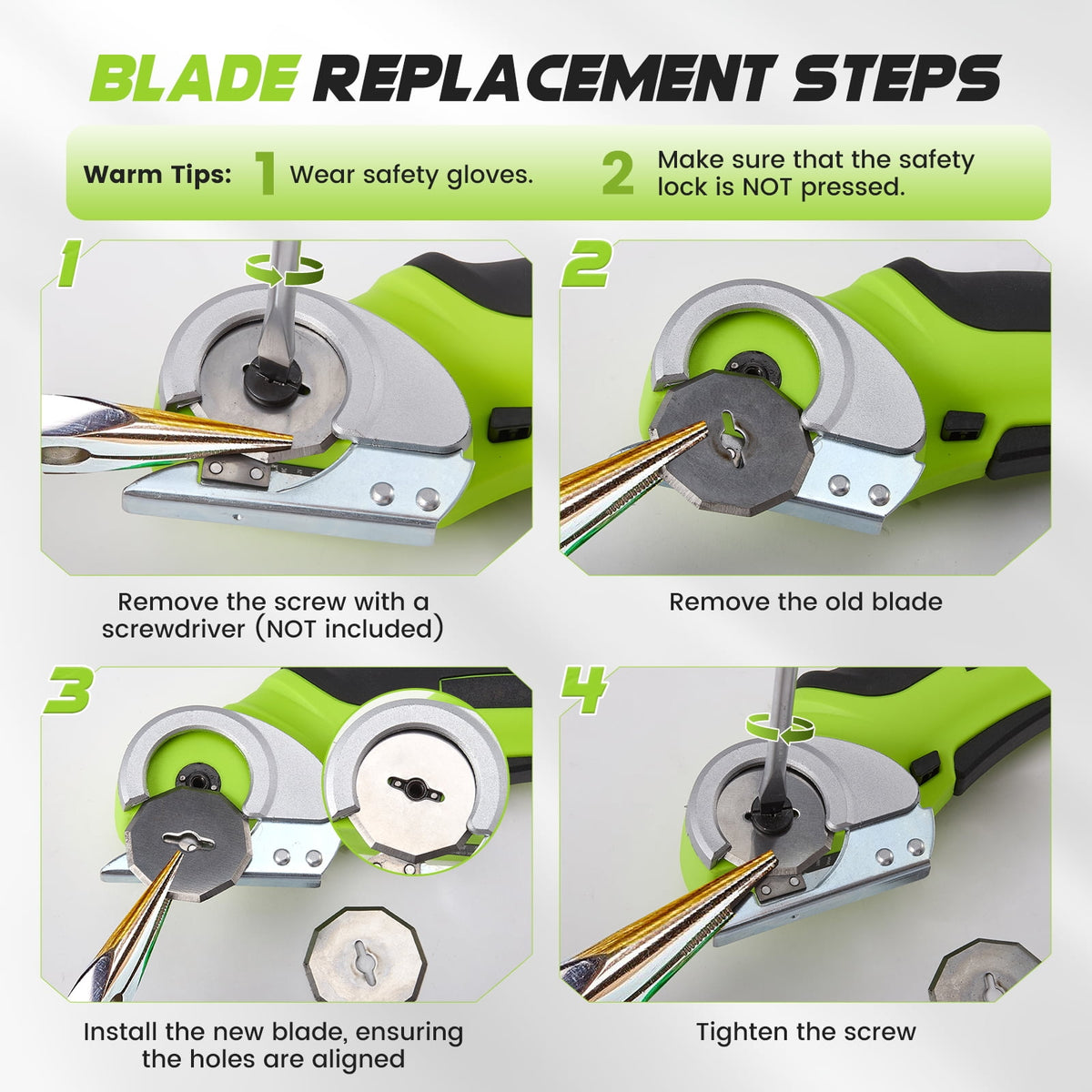 YTAKY Cordless Electric Scissors, 2000mAh 320 RPM, 4V Rechargeable Power Rotary Cutter with Safety Lock & LED Light, Cardboard Box Cutter for Fabric Carpet Leather