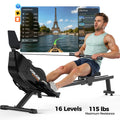 YOSUDA Magnetic Rowing Machine 350lbs Weight Capacity, Foldable Rower for Home Use with 16-Level Max 115lbs Adjustable Resistance and Bluetooth, Tablet Holder