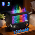 YTAKY Essential Oil Diffuser, 260ml Max, Dynamic Fire Flame, Bluetooth Connect, White Noise, Cool Mist Oil Diffuser for Home with 7 Color Lights, Black