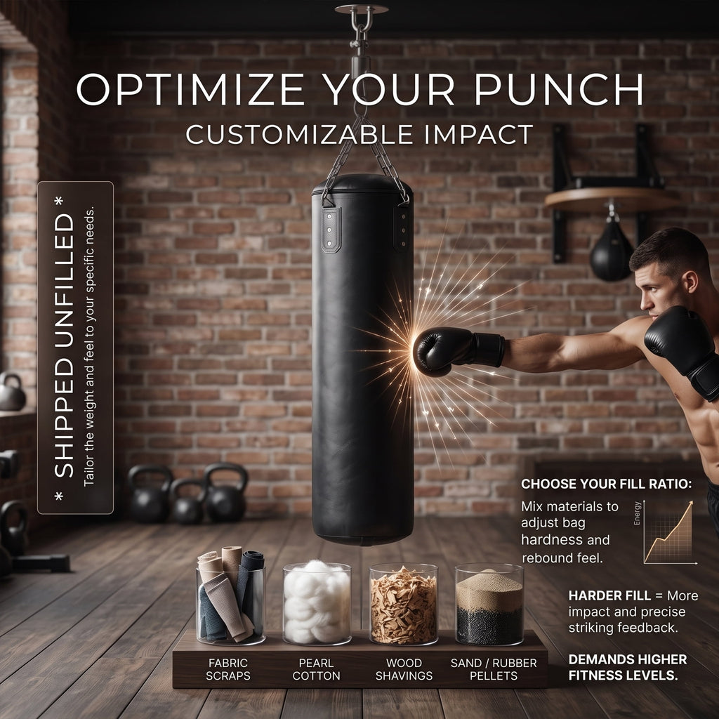 EZBY Punching Bag (Unfilled) for Adults, 4FT PU Leather Boxing Bag Set with Hanging Chain and Hardware Hooks for MMA, Kickboxing and Home Gym